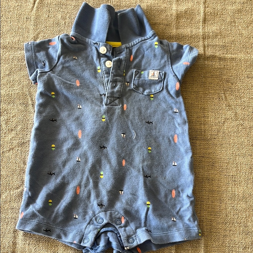 Blue Carters Romper with Fun Patterns
